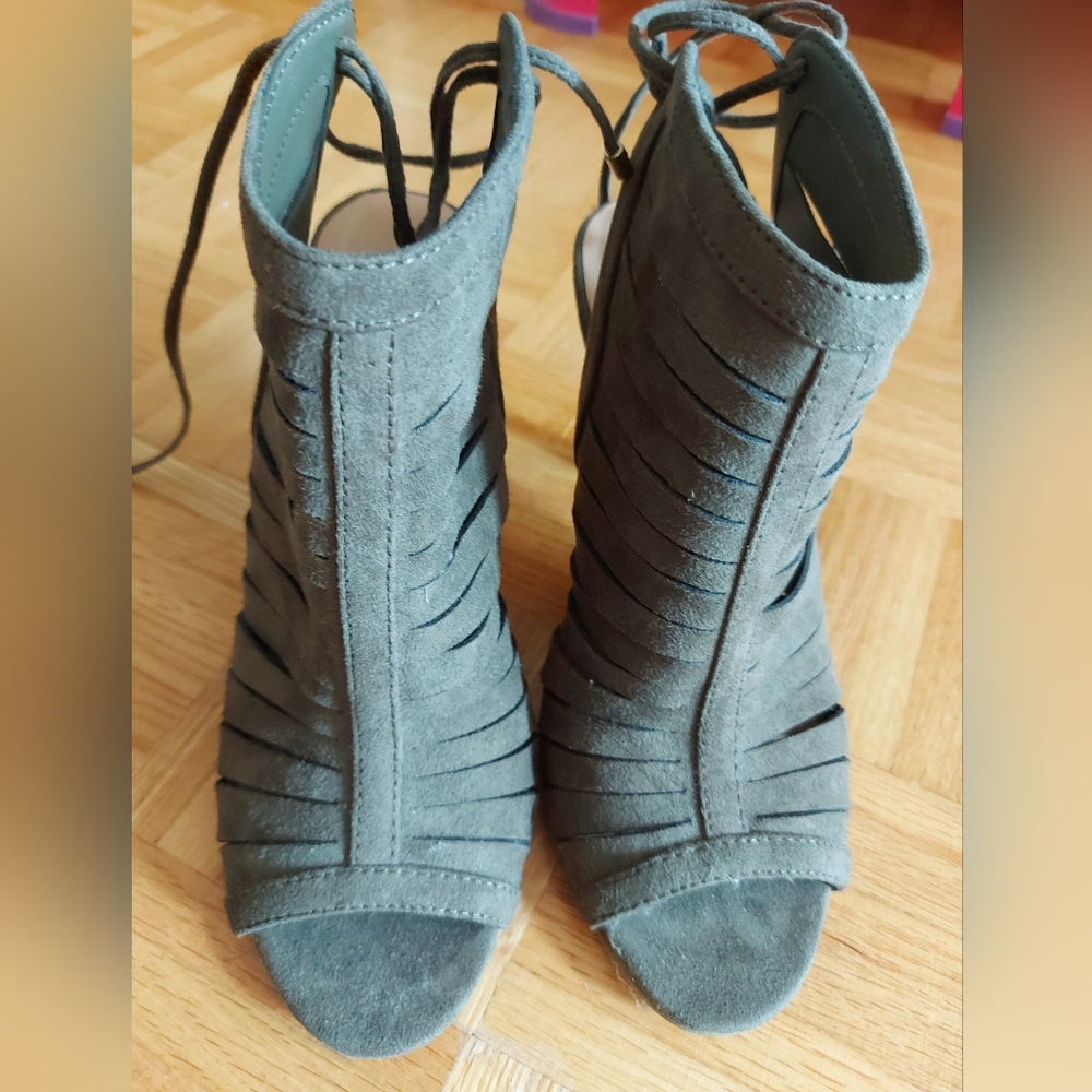 Brush 3" Army Green Suede Heels